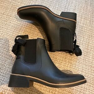 Black Ankle Boots with Bow Detail